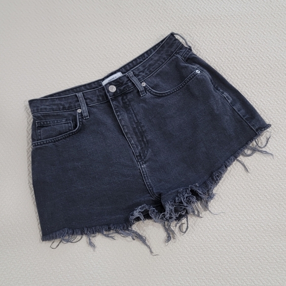 Forever 21 High Waist Black Cut off Denim Jeans Shorts Size US 30 - Picture 4 of 10